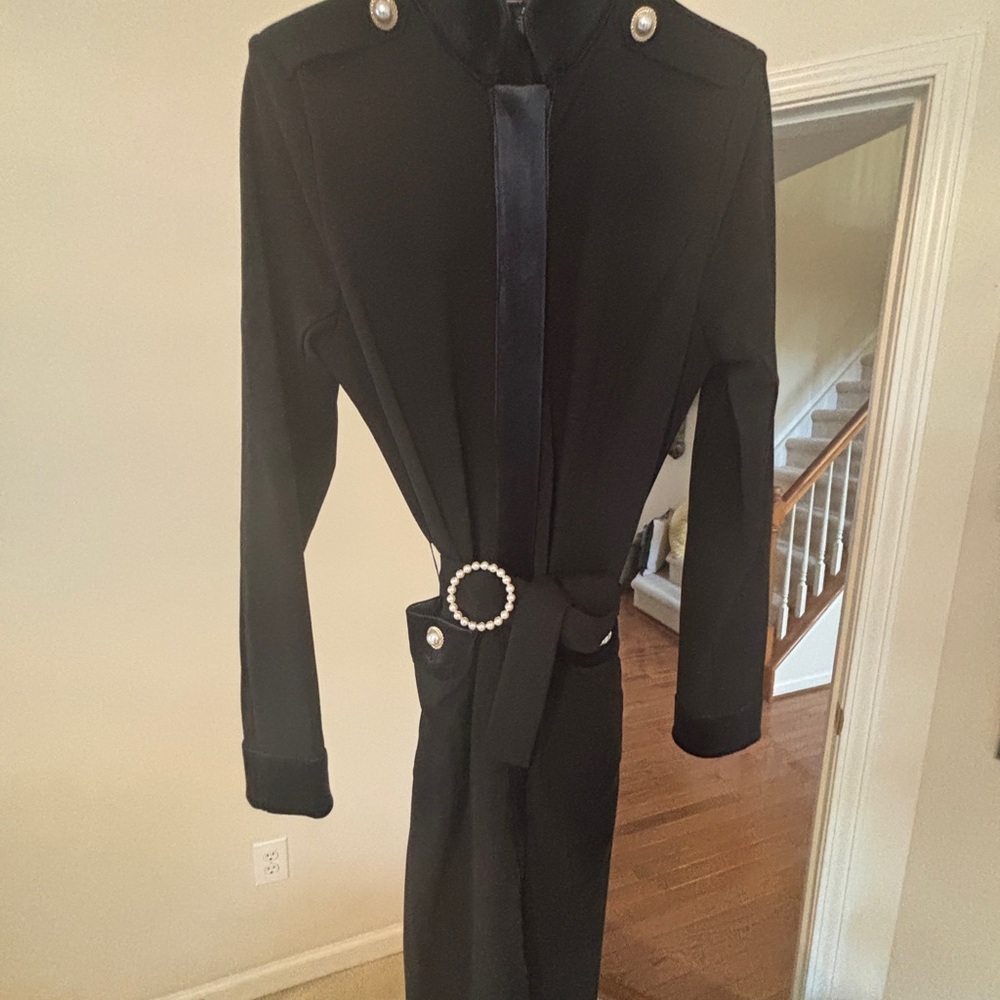 C. Wonder Black Trench Coat with Belted Waist and Tailored Fit